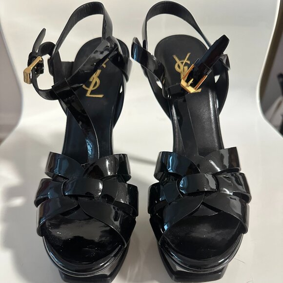 YSL Very Tall Chrome Black Heels - Picture 1 of 5